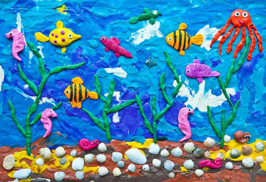 картины из пластилина море