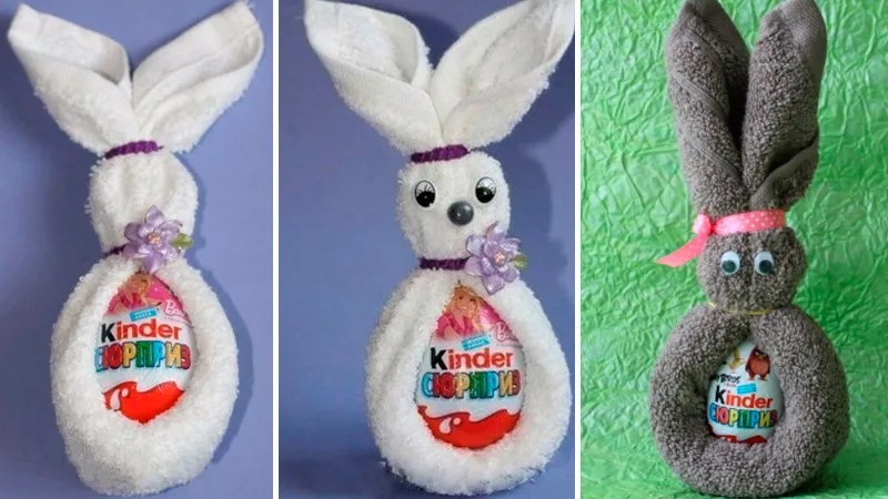 кролик из полотенца на пасху