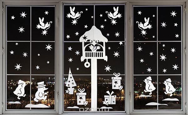 Украшения на окна на новый год 2019 своими руками — шаблоны и трафареты. Идеи чем можно украсить окна., схемы вытынанок, как приклеить снежинки на окна 