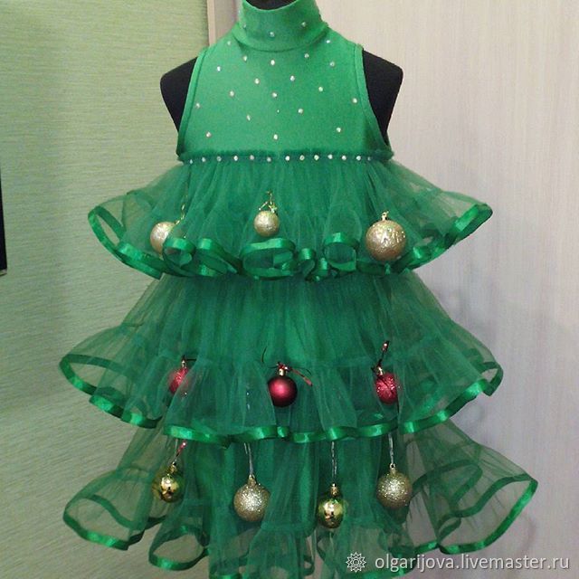Как сделать новогодний костюм елки для девочки своими руками. Фото