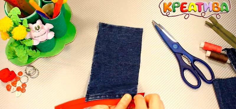 Школьный пенал из джинсовой ткани своими руками