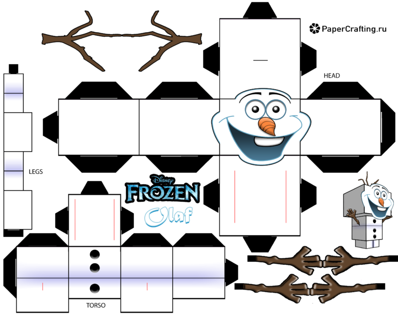 Сборная бумажная модель Снеговик Олаф (Холодное Сердце)