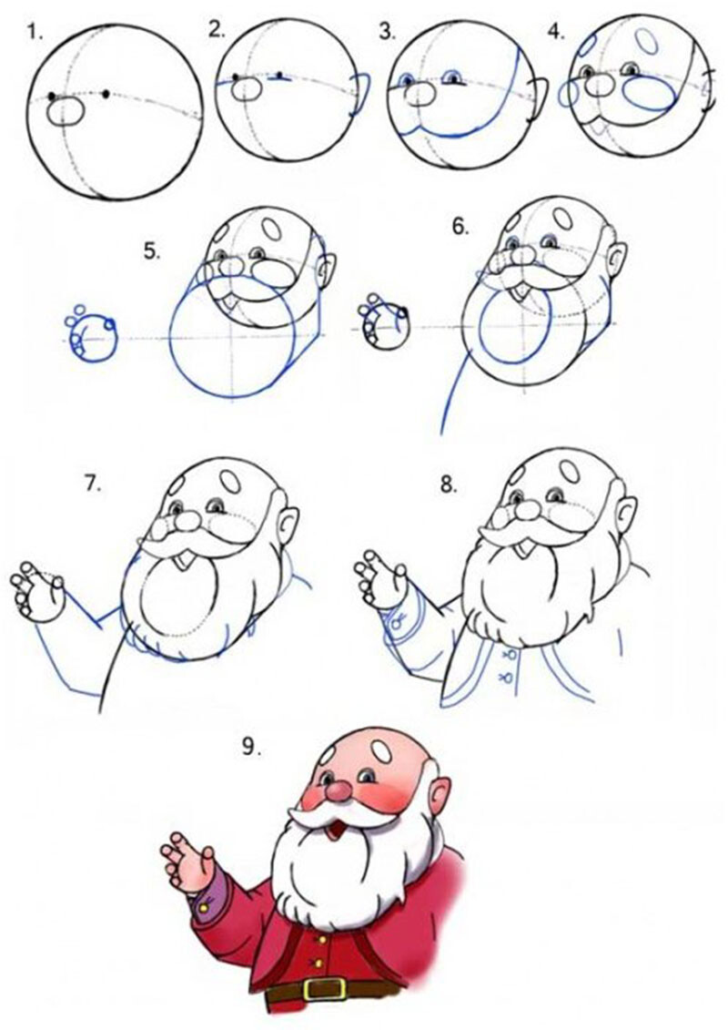 Дед Мороз урок рисования