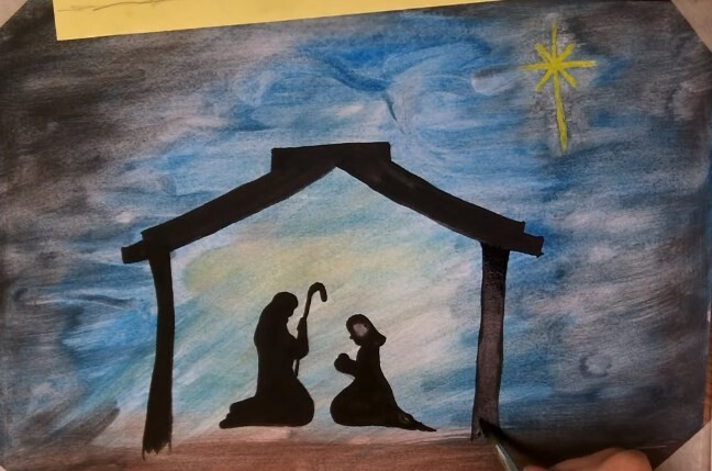 Рисунки на рождество христово для детей